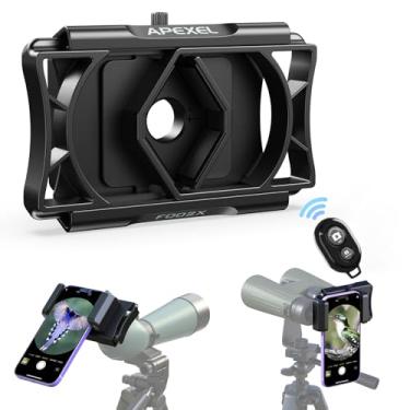 Imagem de APEXEL Adaptador de telefone telescópio de 360°, adaptador de foto binocular atualizado para Android e iPhone, suporte para smartphone para telescópio, monocular, microscópio, escopo de detecção.