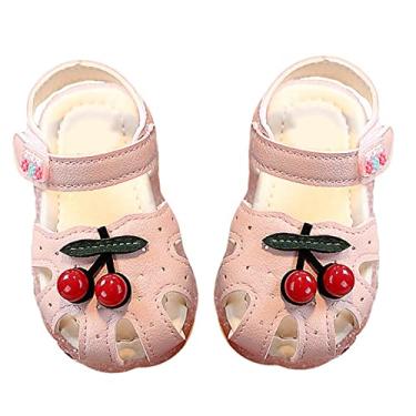 Imagem de KESYOO 1 Par primeiros sapatos walker de verão sapatos de verão sola de couro bebê dedo do pé aberto único sandálias sandália para crianças dropshipping Baotou rosa