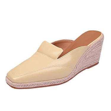 Imagem de Sapatos femininos tamanho 9 sandálias bico fino pescador alpargatas tamanho grande chinelos alpargatas femininas colorsa, Bege, 8.5