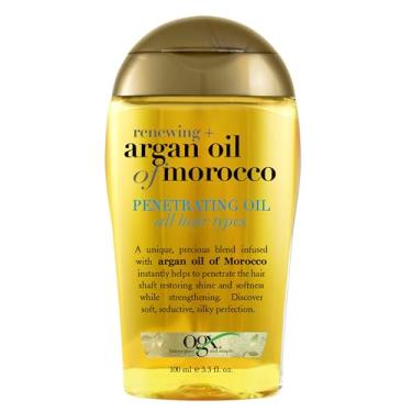 Imagem de OGX Renewing + Argan Oil of Morocco Penetrating Hair Oil Treatment, Hidratante e Fortalecedor Óleo de Cabelo Sedoso para Todos os Tipos de Cabelo, Sem Parabenos, Sem Sulfatados, Sem