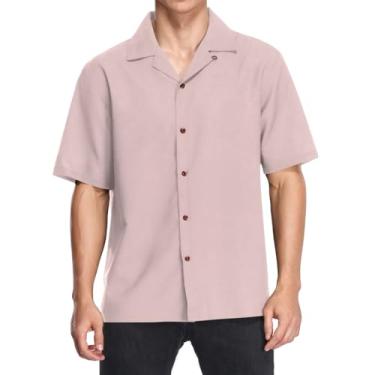 Imagem de CHIFIGNO Camisa havaiana masculina tropical camisa casual de botão camisa manga curta camiseta folgada, Bege areia, 3G