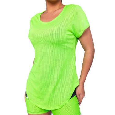 Imagem de Donna Martins, Camiseta Fitness Feminina Para Academia Gola Redonda Microfuros Ideal Para Esportes Donna Martins Cor:Verde;Tamanho:G