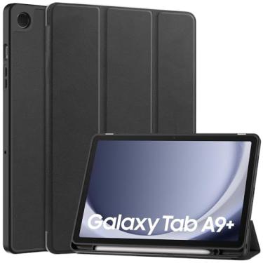 Imagem de Capa fina resistente compatível com Samsung Galaxy Tab A9 Plus 27.9 cm SM-X210/SM-216/SM-X218 com suporte de caneta S integrado, capa protetora de TPU macio, capa de hibernar/despertar automática