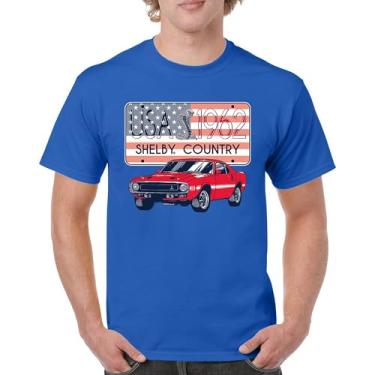 Imagem de Camiseta masculina Shelby Country 1962 GT500 American Racing USA Made Mustang Cobra GT Performance Powered by Ford, Azul, G