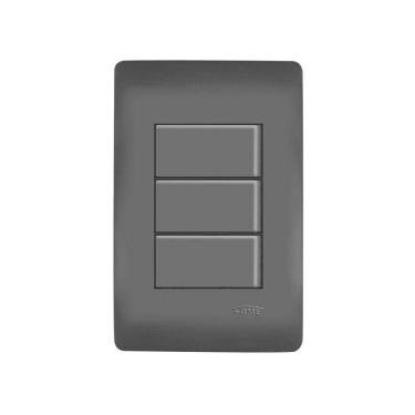 Imagem de Interruptor Simples Triplo Fame Habitat Black Com Placa 4x2 Preto