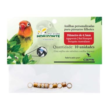Imagem de Anilhas Anéis 4.5mm Agapornis Kakariki Red Rumped Forpus Catarina Neophema Metal Alumínio Coloridas Anel Fechado Marcação Número Identificação - 10 unidades (Dourado)