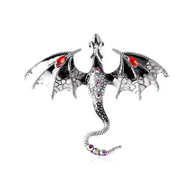 Imagem de Vavhoo Broche de dragão esmaltado vintage punk animal dominador broche de dragão voador personalidade roupas chapéu bolsa acessórios para homens e mulheres, Cristal, esmalte, Sem Pedra Preciosa