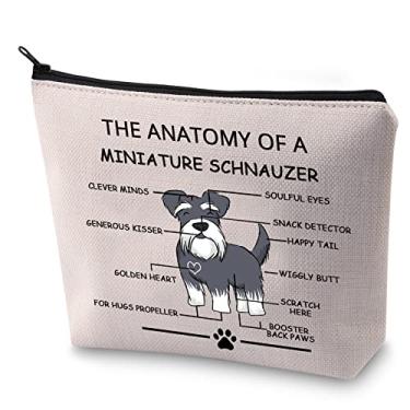 Imagem de LEVLO Presentes engraçados em miniatura para amantes de Schnauzer The Anatomy of A Mini Schnauzer Bolsas de cosméticos para mães veterinárias bolsas de higiene pessoal de viagem, Schnauzer miniatura