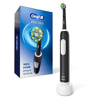 Imagem de Oral-B Escova de dentes elétrica recarregável Pro 1000, preta com sensor de pressão, 3 modos