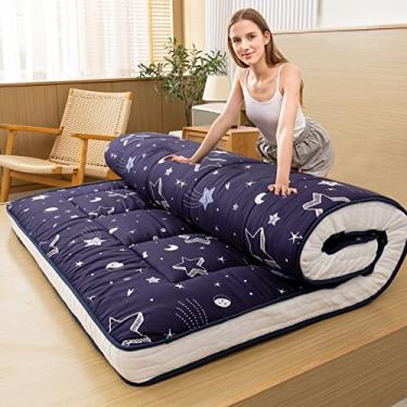 Imagem de MAXYOYO Colchão Futon Navy Star, colchão de chão japonês acolchoado para colchão de cama, almofada de dormir dobrável extra grossa respirável espreguiçadeira para sofá de acampamento, Queen