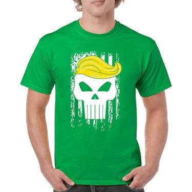 Imagem de Camiseta masculina Trump Flag 2024 Make America First Great Again Deplorable Skull My President MAGA Republican FJB, Verde, 4G