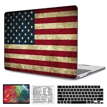 Imagem de QCzyc Capa de plástico durável compatível com MacBook Air de 15 polegadas versão 2023 2024 M3 A3114 A2941 M2 com capa de teclado e adesivo para teclado Mac OS (bandeira dos EUA)