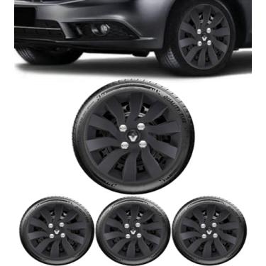 Imagem de Jogo 4 Calotas Esportiva Street Preto Fosco Aro 14 RLT Sandero Logan Clio Megane Fluence Symbol