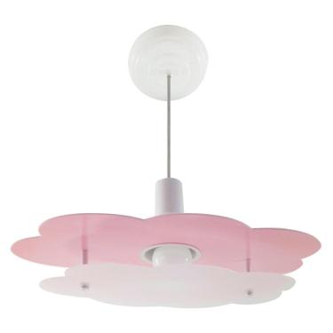 Imagem de Luminária Pendente Nuvem Rosa Infantil Teto Quarto Menina O 
