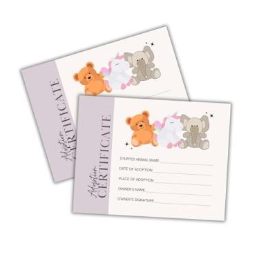 Imagem de Certificados de adoção de animais de pelúcia | Pacote com 50 21,6 x 28 cm Caixa de transporte de prêmio de papel Kit de cuidados para crianças Dragão Cachorro Gato Urso de Pelúcia Dia da Adoção