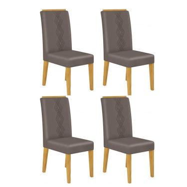 Imagem de Conjunto com 04 Cadeiras Yasmin Cedro Veludo Lunar DJ Móveis