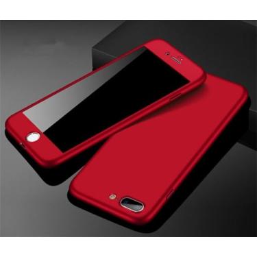 Imagem de Capa de telefone 360 completa para iPhone 13 5S 7 8 Plus 11 12 Pro Mini XS Max XR Capa protetora para iPhone 6 XR SE com vidro, vermelho, para iPhone 6S