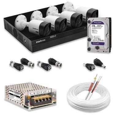 Imagem de Kit 4 Câmeras De Segurança Intelbras Full Hd 1080p Com Dvr Mhdx 1204 1080p Com Hd 2tb Purple