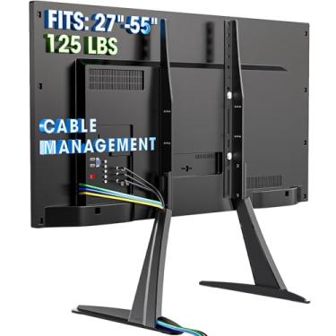 Imagem de Hemudu Suporte universal de mesa para TV com ajuste de altura para a maioria das TVs LCD LED de tela plana de 27-55 polegadas, VESA máximo de 800 x 400 mm, suporte para pés de TV suporta até 56,7 kg,