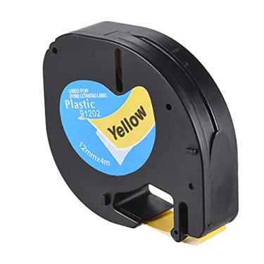 Imagem de Fita de Rotulagem 91202 Recargas Autoadesivas de Plástico Impressão Preta Em Amarelo 1/2 Gada * 13 Pés 12 Mm * 4 M Para Fabricante de Etiquetas Dymo Lt-100H, 1 Rolo