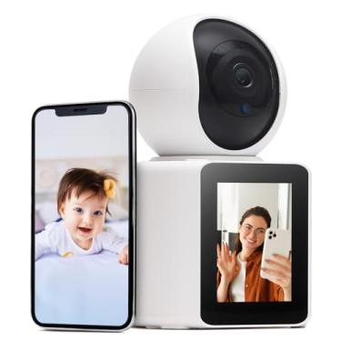 Imagem de Câmera IP Wi-Fi Babá Eletrônica Inteligente Com Áudio Alarme Visão Noturna E Tela Full HD