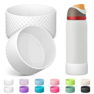 Imagem de Alwenid 2 peças de bota de silicone para garrafa de água Owala 1,134 g, capa protetora antiderrapante para garrafas de água de aço inoxidável FreeSip, Twist e Flip (branca)