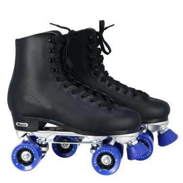 Imagem de CHICAGO Patins Premium Preto Quad Roller Skates para meninos e homens iniciantes, design clássico ajustável de cano alto para patins internos ou externos e Roller Derby