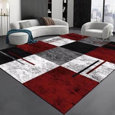 Imagem de Tapete de bloco quadrado colorido, design moderno, sala de estar, sofá, mesa de chá, tapetes de área, tamanho grande, flanela 6.100 x 160 cm, 39,4 x 63 pol.