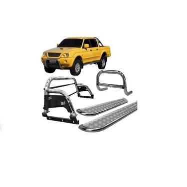 Imagem de Kit Quebra Mato estribo santo Antônio H3 L200 004 Cromado - HOZZ