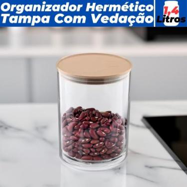 Imagem de Organizador Hermético 1,4 LItros Porta Mantimentos Tampa Com Vedação -