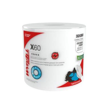 Imagem de Rolo  Branco c/ 416 Panos Descartáveis Wiper WypAll X60 - Kimberly Cla