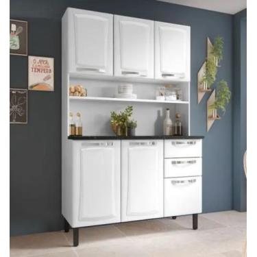 Imagem de Cozinha com Balcão 6 Portas e 2 Gavetas Pratika Itatiaia Branco ( Kit 