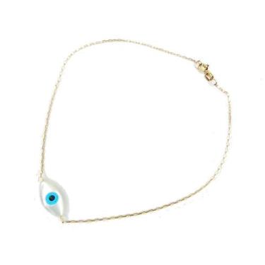 Imagem de Tornozeleira com Pingente de ouro 18k Olho Grego 25cm - Elegancy Joias