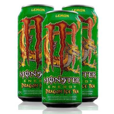 Imagem de Kit 3 Energético Monster Energy Dragon Ice Tea Lemon 473ml