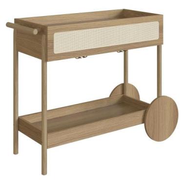 Imagem de Carrinho Bar 1 Gaveta Porta Taças Pés Madeira Arlo A10 Hanover - Mpoze