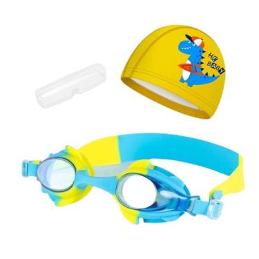 Imagem de Kit Óculos Natação Com Estojo e Touca Infantil Desenhos Coleção Peixin