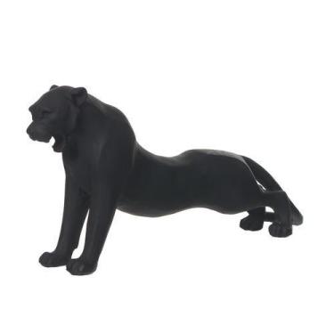 Imagem de Escultura poliresina leopardo preto decorativa - Flor Arte