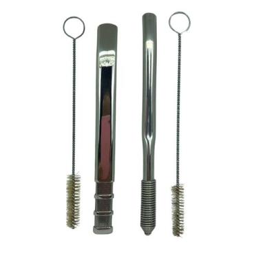 Imagem de Kit tereré bomba premium tela inox 18 cm prata + bomba mola sem rosca 