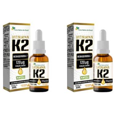 Imagem de 2x Vitamina K2 Menaquinona 120 mcg 20ml - Sabor Laranja - Flora Nativa