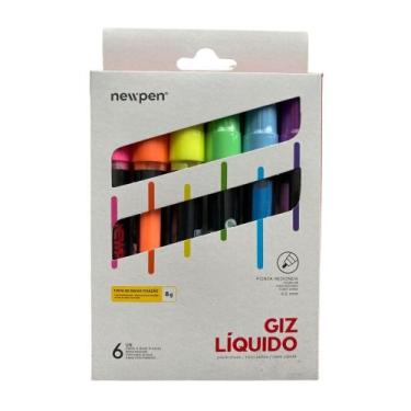 Imagem de Giz Líquido Newpen Redondo 4,5mm com 6 Cores 