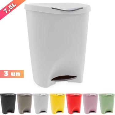 Imagem de Kit 03 Lixeiras Cozinha Banheiro Escritório C/ Pedal 7,5L - Usual Util