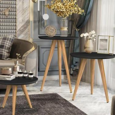 Imagem de Kit 3 Mesa de Cabeceira Mesa de Apoio Lateral Canto Palito - Online Co