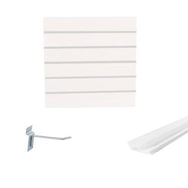Imagem de Painel Canaletado Branco em Mdf 0,61 x 0,61m com Perfil Pvc Branco e 1