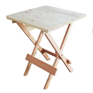 Imagem de Mesa de Madeira Maciça Dobrável 70x70cm Bar Restaurante Área S/ Pintur