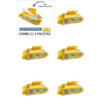 Imagem de Kit 5 Toalhinha Umedecida Upa Bebê Lencinho Limpeza Criança