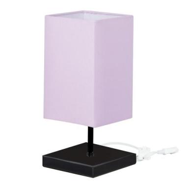Imagem de Abajur Eros Quad Rosa com Base Inox toda Preta - MARRYLUZ