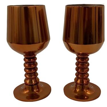Imagem de collectiblesBuy Taças de vinho feitas à mão com acabamento de cobre, taças de alumínio para coquetéis, taças estilo real, conjunto de 2