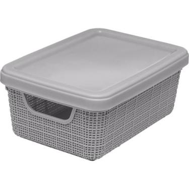 Imagem de Caixa Organizadora Multiuso Juta Com Tampa 5 Litros - Jaguar, Cinza-cl