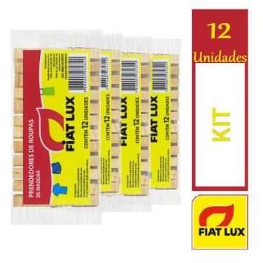 Imagem de Kit 12 Prendedor De Roupa Madeira Pacote Com 12un Cada - Fiat Lux