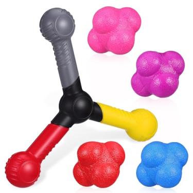 Imagem de Kisangel 1 conjunto de bola de treinamento de reação com bastões de treinamento de agilidade, ferramentas de treinamento de velocidade de reação, coordenação olho-mão, treinamento de agilidade,